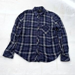 Rails Womens Hunter Plaid Shirt Flannel Navy Blue Midnight White Soft Sz S